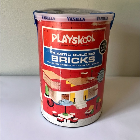 Vintage Playskool Plastic Building Bricks Set